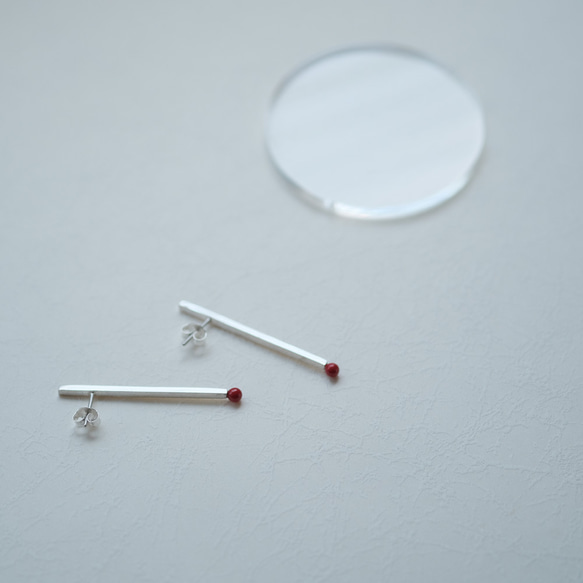 赤珊瑚 マッチ ピアス シルバー925 5枚目の画像
