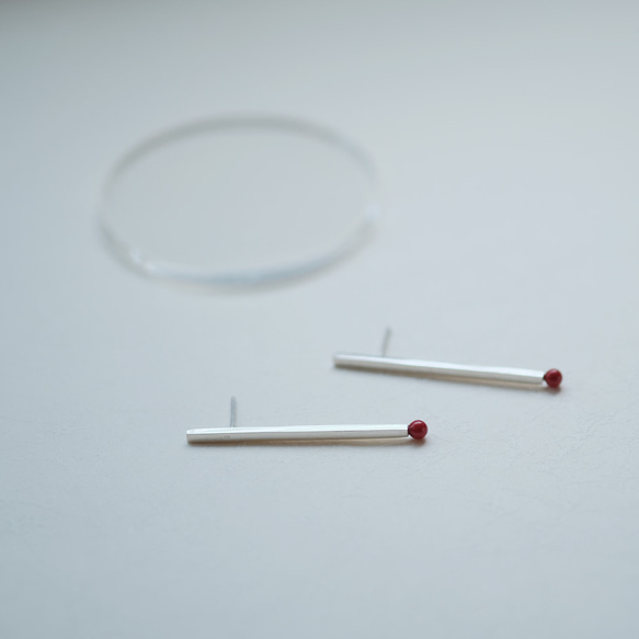 赤珊瑚 マッチ ピアス シルバー925 4枚目の画像