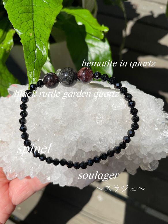 K020】キラキラ可愛いブラックスピネルブレスレット♡ブラックルチル  