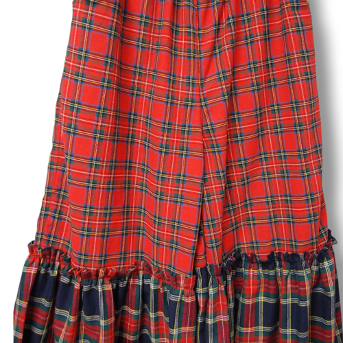 タータンチェックミックス ギャザーガウチョパンツ キュロット・ワイド