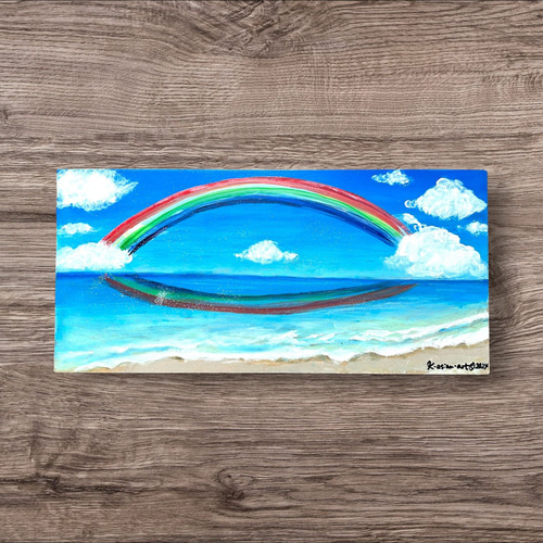 虹のかかる海の絵 イラスト K-asian-art 通販 17935697｜Creema(クリーマ)