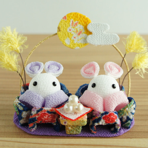 つまみ細工 ちりめん 十五夜 お月見 うさぎ 月 お団子 ススキ その他