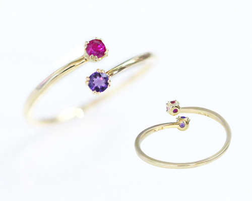 Kei.jewelry「W‐double‐」K10リング 2つの石を組み合わせて作る