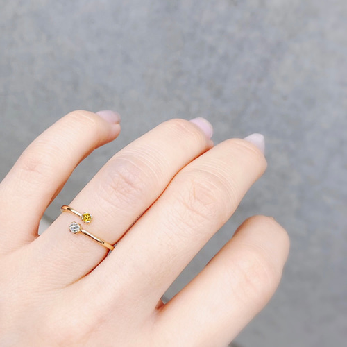 Kei.jewelry「W‐double‐」K18・PT900リング 2つの石を組み合わせて作る 