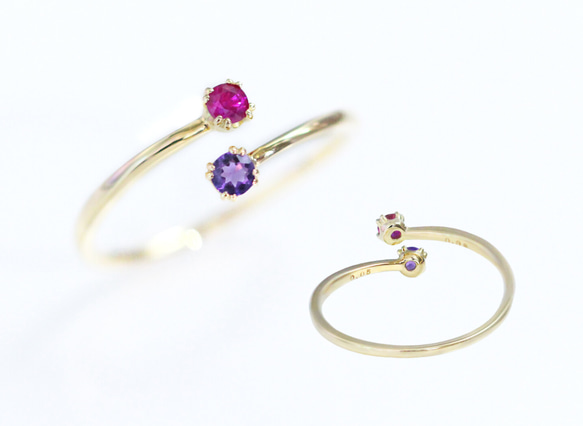 Kei.jewelry「W‐double‐」K18・PT900リング 2つの石を組み合わせて作る 
