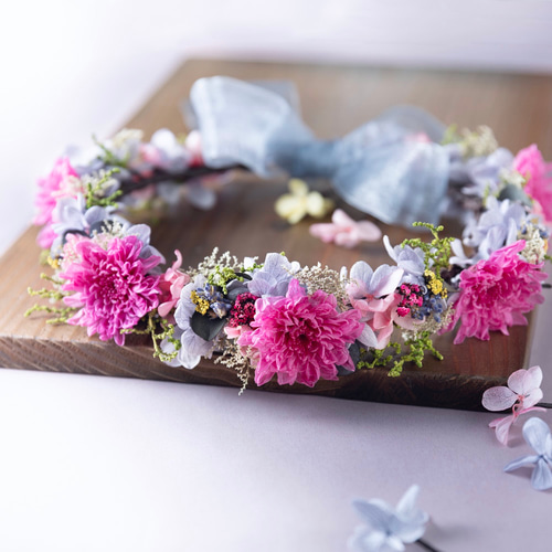 ラズベリーマムとラベンダーのふんわり花冠 ヘッドドレス 