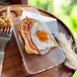 生ハムポーチエッグトーストプレート》 コンパクトミラー スマホケース