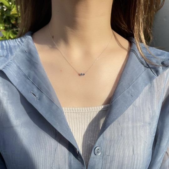 Kei.jewelry「W‐double‐」K18・PT900ネックレス　2つの石を組み合わせて作るオーダージュエリー