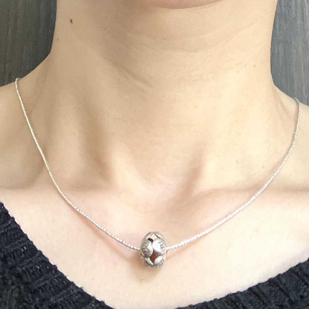 【1点限り】カレンシルバーの独特の形のトップ付きネックレス　長さはオーダーで