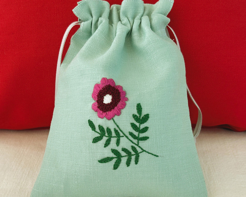 刺繍作家　emiumigumi 巾着バッグ a0164f9a96b5aa0e635b489a52314a