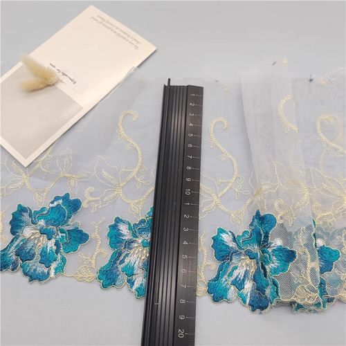 2.3m 大きい 花柄刺繍 チュールレース ハンドメイド 生地 手芸 素材