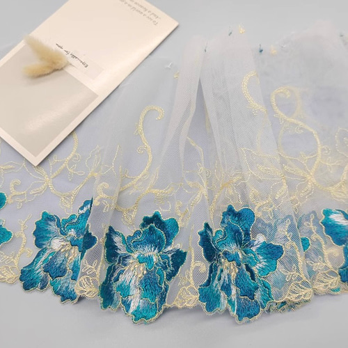 2.3m 大きい 花柄刺繍 チュールレース ハンドメイド 生地 手芸 素材