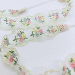 レース刺繍のカラフルフラワーヘアバンド【ベビー・キッズ】 2枚目の画像