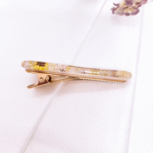 ひまわりとグリーンシェル くじらレジンヘアゴム