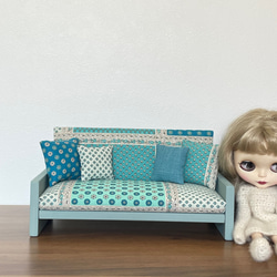 ミニチュアソファベッド ☆大きめサイズ パッチワーク柄