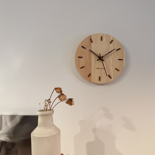 木製 掛け時計 置き時計 22cm 掛け置き兼用 静音 ナチュラル 掛け時計
