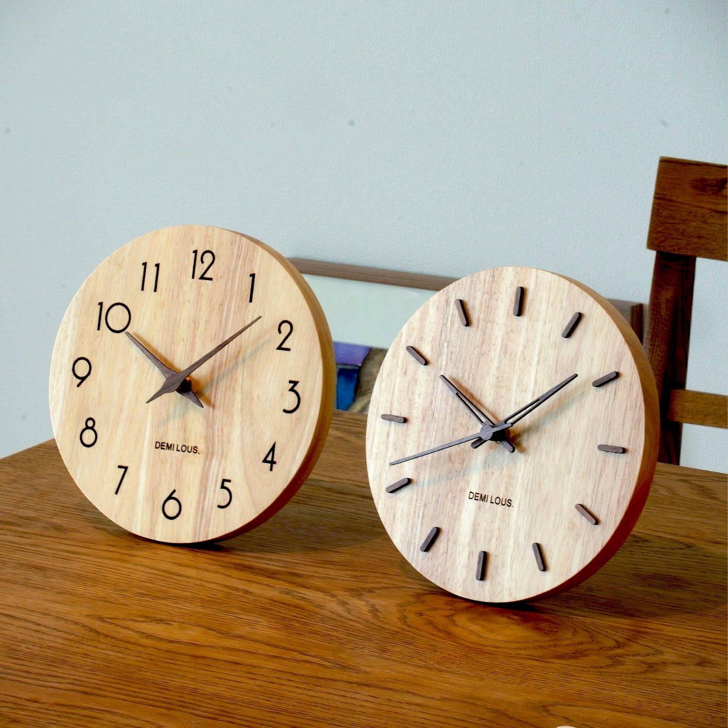 木製 掛け時計 置き時計 22cm 掛け置き兼用 静音 ナチュラル