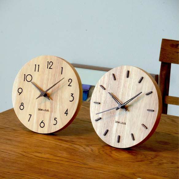 クラシック木製置時計 未使用 保管品 木製 掛け時計 置き時計 22cm 掛け置き兼用 静音 ナチュラル 掛け時計