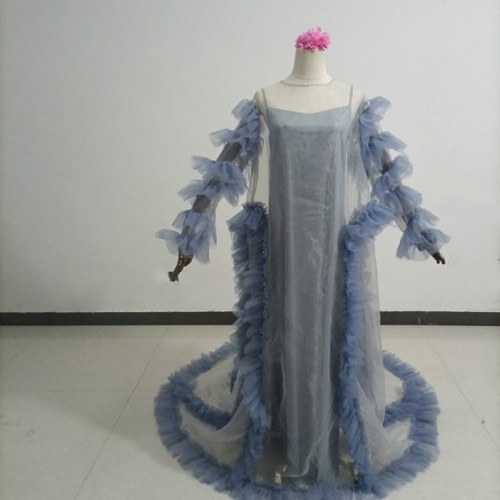 フリルカーディ グリーン ソフトチュールチュニック フェミニンな  