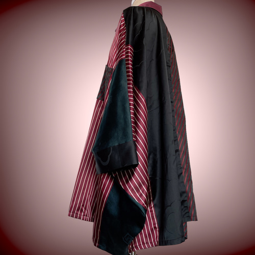 男女兼用 パッチワーク ドルマンシャツ フリーサイズ ビッグシャツ  