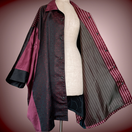 男女兼用 パッチワーク ドルマンシャツ フリーサイズ ビッグシャツ  