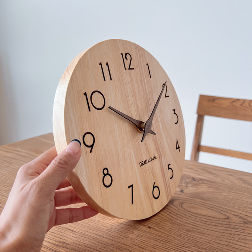木製 掛け時計 置き時計 22cm 掛け置き兼用 静音 ナチュラル 掛け時計