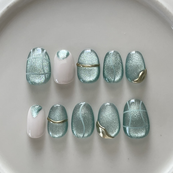 ［17］ネイルチップ マグネットネイル 夏 うるうるネイル ニュアンス オーダー 17］ネイルチップ マグネットネイル 夏 うるうるネイル