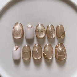 ⑪ ネイルチップ ニュアンスネイル マグネットネイル お洒落ネイル 個性派ネイル うるうるネイル お洒落ネイル 4枚目の画像