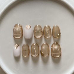 ⑪ ネイルチップ ニュアンスネイル マグネットネイル お洒落ネイル 個性派ネイル うるうるネイル お洒落ネイル 2枚目の画像