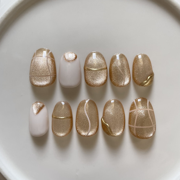 ⑪ ネイルチップ ニュアンスネイル マグネットネイル お洒落ネイル 個性派ネイル うるうるネイル お洒落ネイル 3枚目の画像