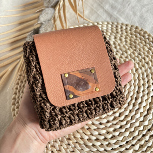 手編みのベルトとオーダーポーチ BOXポーチを作りました♪ minneで販売しています。是非ご覧になって