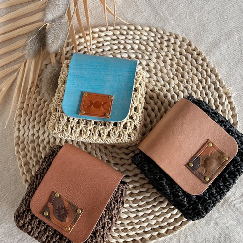 コスメポーチ 手編み ペーパーヤーン 本革 ポーチ Chococo 通販