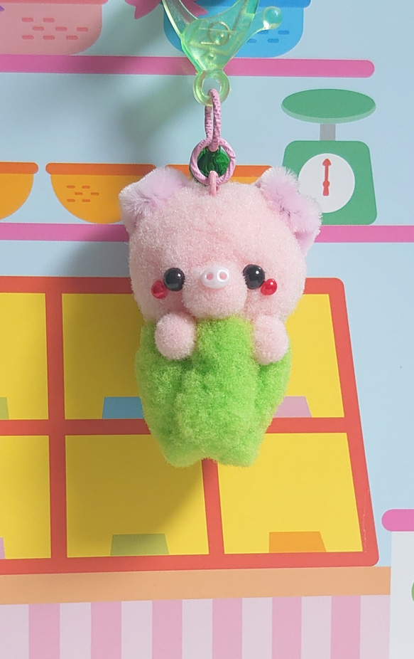 ポンポンプラカンマスコット♪ポンポンファーム՞•Ꙫ•՞ฅお野菜こぶた  