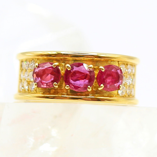 【鑑定済】K18 2連ベビーリング　天然石ルビー BABY RING GARNET(1月)(2ZC0743)K18 ベビー｜スタージュエリー