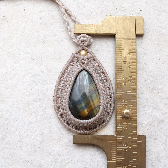 タイガーアイ天然石マクラメネックレスmac387エスニックアジアンエキゾチックなアレルギーフリーアクセサリー 9枚目の画像