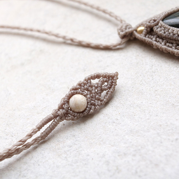 タイガーアイ天然石マクラメネックレスmac387エスニックアジアンエキゾチックなアレルギーフリーアクセサリー 7枚目の画像