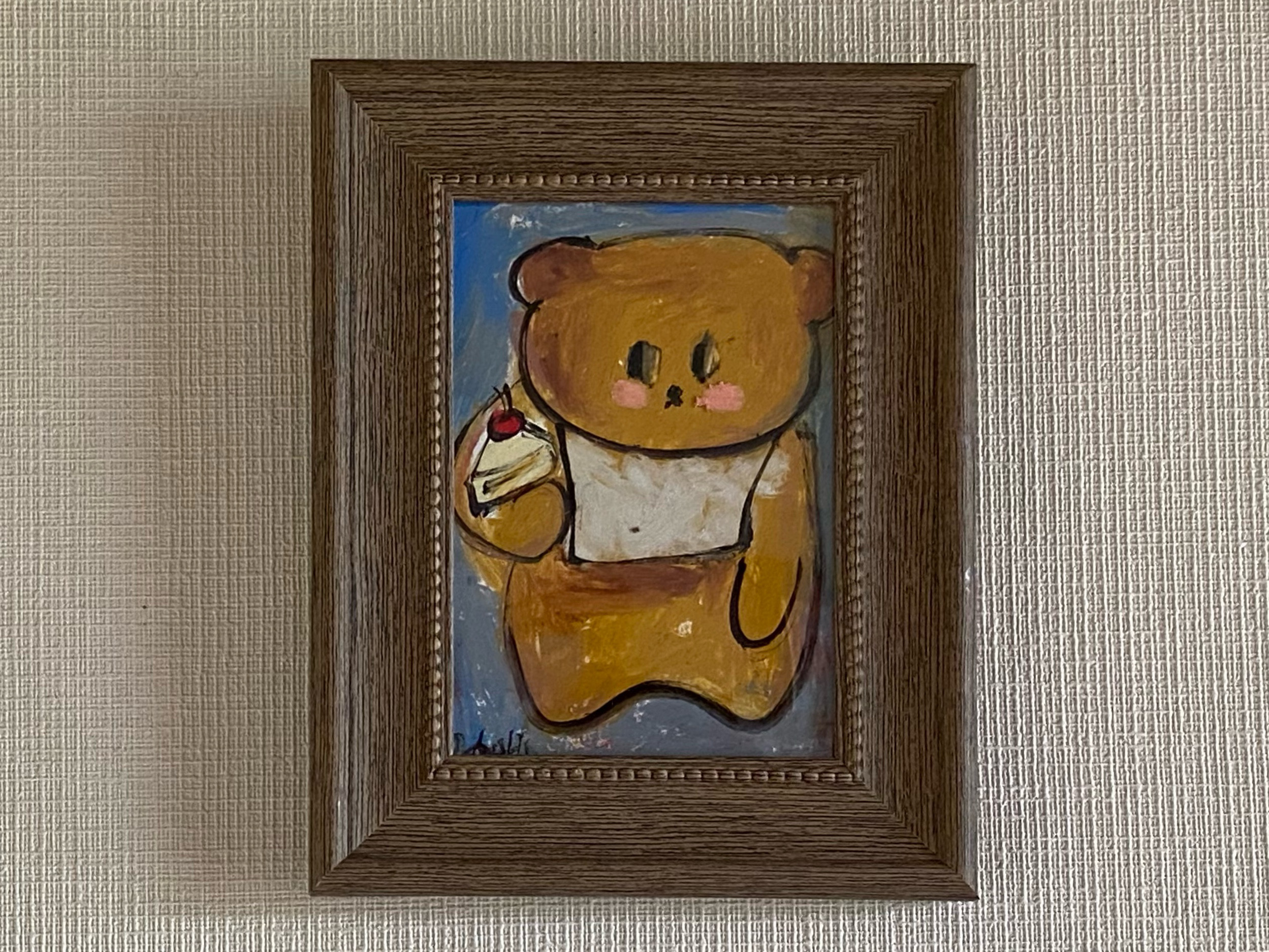 絵画。壁掛け原画【ワインが好きな猫】01