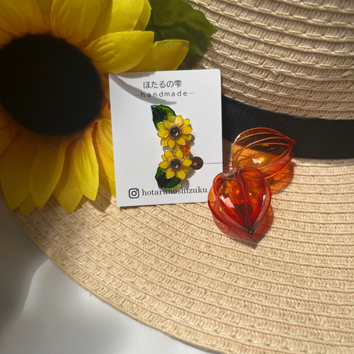 ひまわりのイヤーカフ ひまわり ディップフラワー ひまわり 