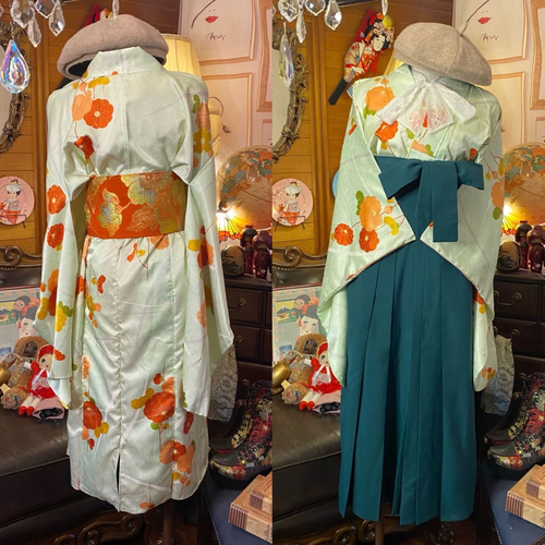 和洋折衷 二尺袖/振袖 着物 袴 リメイク ワンピース ドレス 和洋折衷 二尺袖/振袖 着物 袴 リメイク ワンピース ドレス