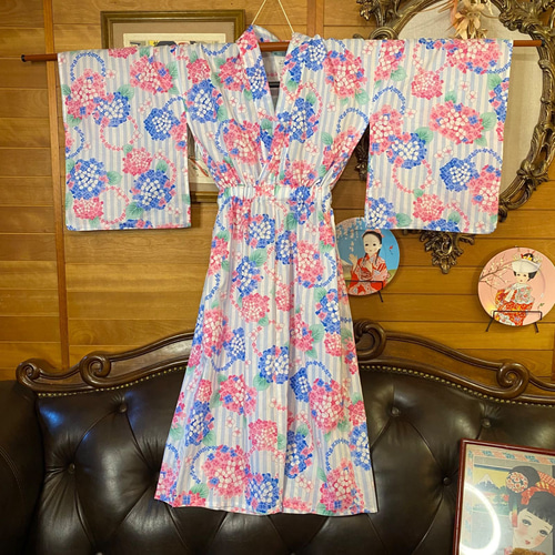 和洋折衷 浴衣 リメイク ワンピース ドレス 帯サッシュベルト 可愛い  