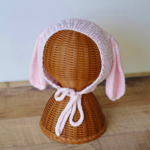 うさみみボンネット ロンパース ブルマ うさ耳ボンネット + 尻尾付き ロンパース + ソックス 66cm〜80cm