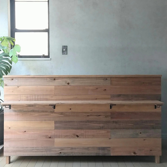 古材風無垢張レジカウンター 幅160cm レジ台 受付けカウンター 接客