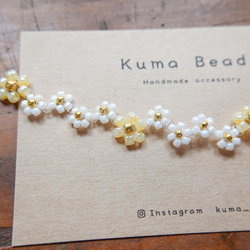 黄色×白のビーズブレスレット ブレスレット kuma beads 通販 17938197