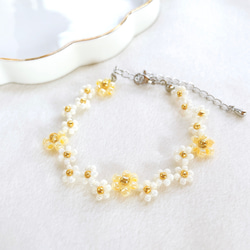 黄色×白のビーズブレスレット ブレスレット kuma beads 通販 17938197