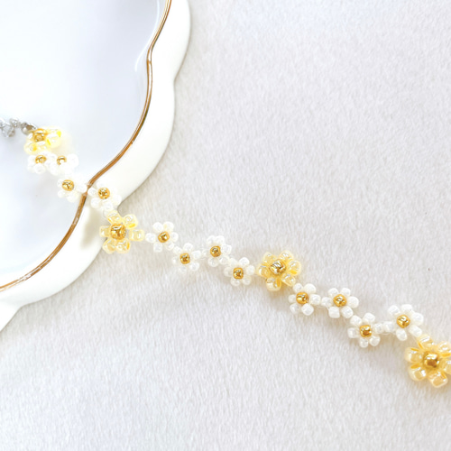 【美品】アプロジオ APROSIO&CO ブレスレット バングル ビーズ 白 黄色×白のビーズブレスレット ブレスレット kuma beads 通販