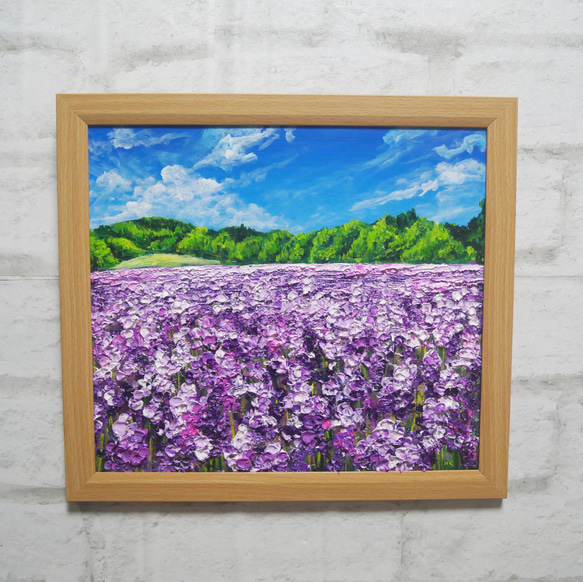 油絵 油彩 油彩画 絵 絵画【青空とラベンダー畑】