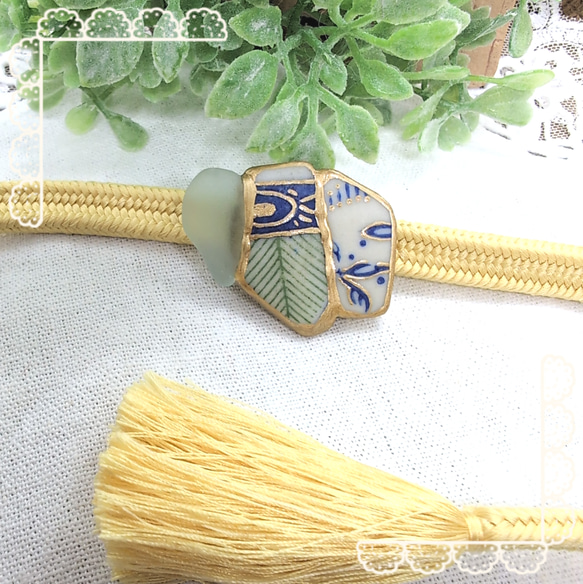 シー陶器とシーグラスの金継ぎ帯留め 帯留め chato 通販 17938421  