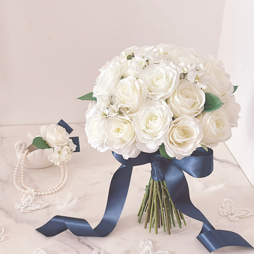 KA♡♡ ウエディングブーケ＆ブートニア2点 クラッチブーケ オーダーメイド】クラッチブーケ＆ブートニア ウエディングブーケ2点