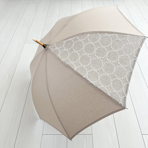 ★完成品★ミナペルホネン　タンバリン生地で仕立てた日傘（ベージュ×グレー） 489b4652c0183c4d1efff4ed03a8b9