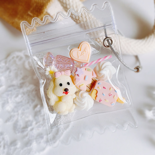 Myaa sweets様　姫おやつ　バッグチャーム　フェイクスイーツ　虹 お菓子のキャンディーバッグ バッグチャーム フェイクスイーツ